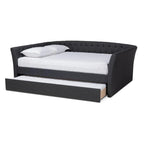 Baxton Studio Delora Modern and Contemporary Dark Grey Fabric Upholstered Full Size Daybed with Roll-Out Trundle Bed