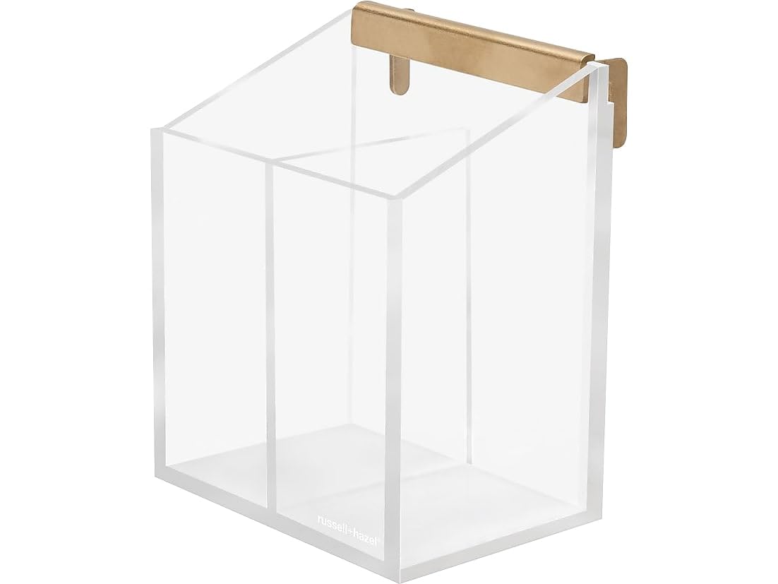 Russell+Hazel Acrylic Wall Pencil Bloc, Clear With Gold-Tone Hardware, 4.175    X 3.5    X 5.125