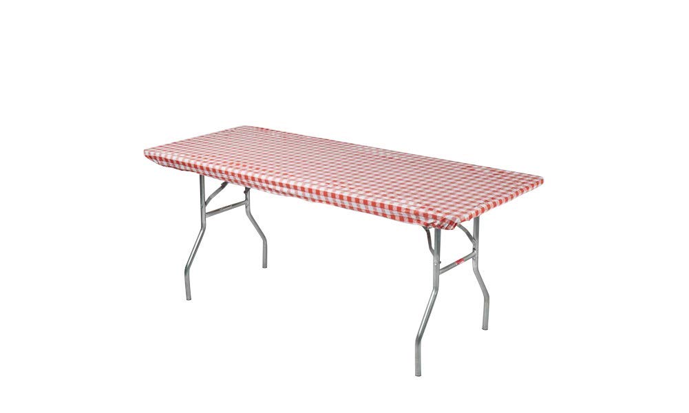 Kwik-Covers 6' Rectangle Plastic Table Covers 30' X 72', Bundle Of 5 (Red & Blue Gingham)