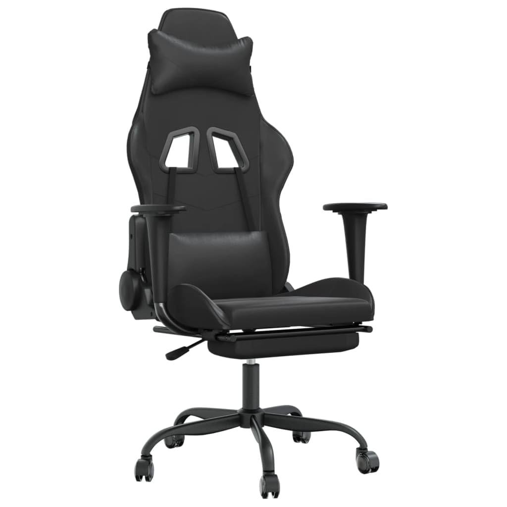 vidaXL Faux Leather Gaming Chair with Adjustable Seat and Backrest – Black Modern Style