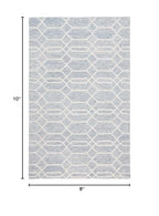 HomeRoots 512201 8 x 10 ft. Blue & Ivory Wool Geometric Hand Tufted Handmade Stain Resistant Rectangle Area Rug