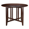 Mission Style Round Drop Leaf Table - Versatile Dining & Kitchen Furniture - 42" Diameter - Antique Walnut Finish - Solid & Composite Wood - Easy Assembly