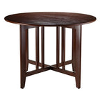 Mission Style Round Drop Leaf Table - Versatile Dining & Kitchen Furniture - 42" Diameter - Antique Walnut Finish - Solid & Composite Wood - Easy Assembly