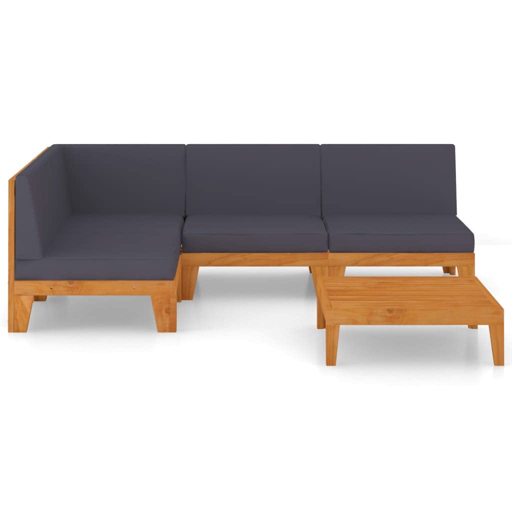 vidaXL Solid Acacia Wood Patio Lounge Set with Cushions 5 Piece Wooden Lounge Set Sofa Set Garden Outdoor Terrance Backyard Furniture