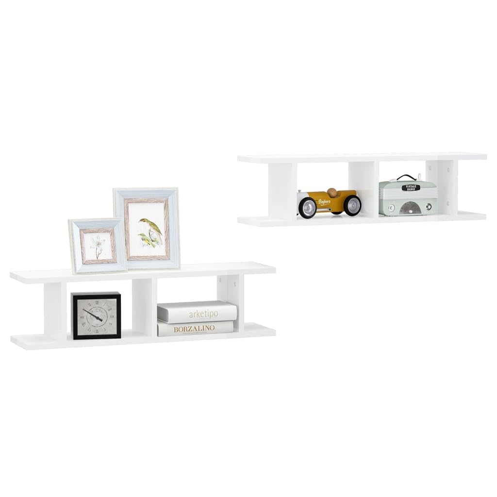 Wall Shelves 2 pcs High Gloss White 78x18x20 cm Engineered Wood