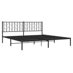 vidaXL 12'' King Metal Bed Frames with Headboard, Platform Bed Frame with Strong Metal Slats Support, Under Bed Storage, Noise Free, Black, Without Mattress