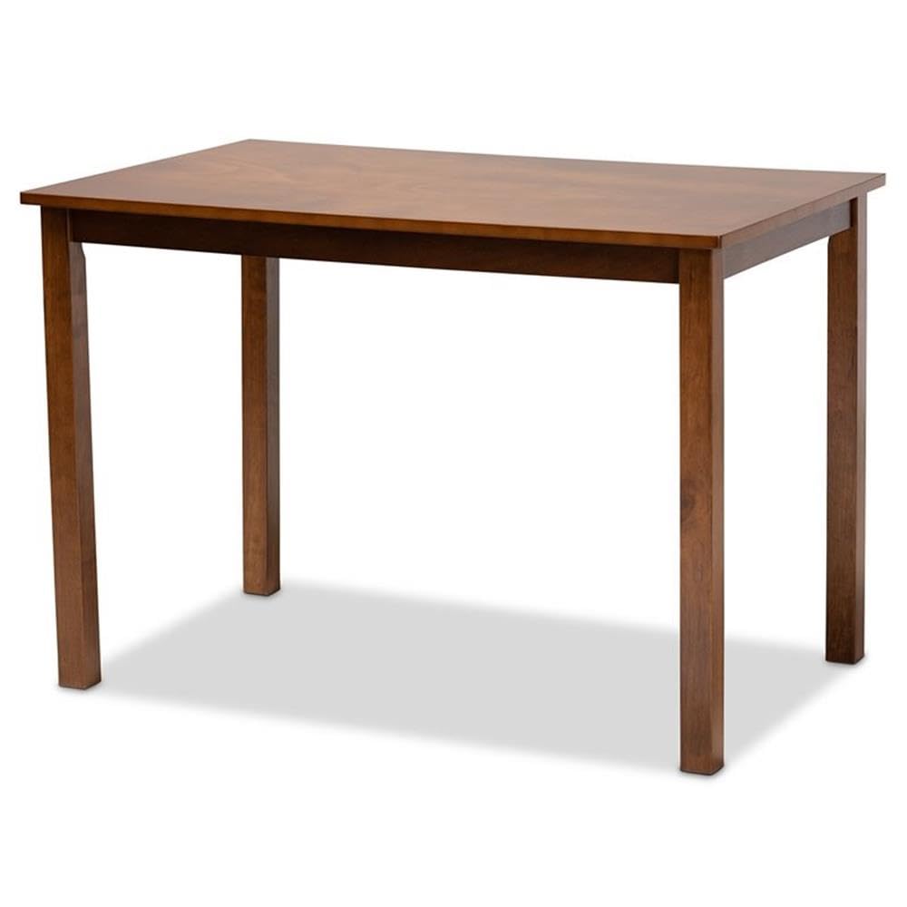 Baxton Studio Glenda Mid-Century Modern Greyish Beige Fabric Upholstered and Walnut Brown Finished Wood 7-Piece Dining Set