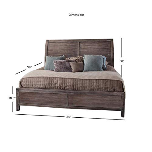 American Woodcrafters Aurora Weathered Gray Wood Queen Sleigh Bed