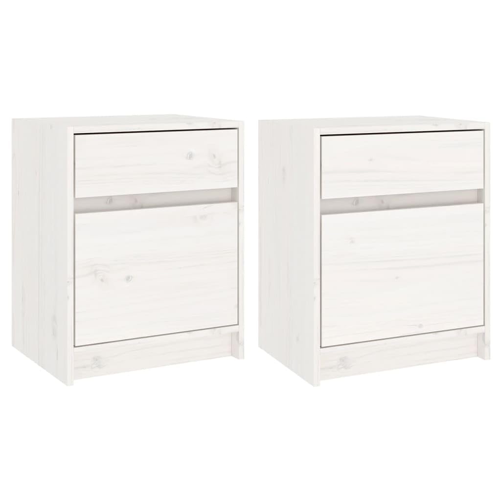 vidaXL Bedside Cabinets 2 pcs White 15.7&quot;x12.2&quot;x19.7&quot; Solid Pinewood
