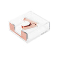 Clear Acrylic Rose Gold Self-Stick Note Cube Holders | Staple Removers Set Desktop Memo Pad Dispenser 3.5X3.3 Inch | Staples Rem