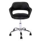 Monarch Specialties I 7298 Office Chair, Adjustable Height, Swivel, Ergonomic, Armrests, Computer Desk, Work, Metal, Pu Leather Look, Black, Chrome