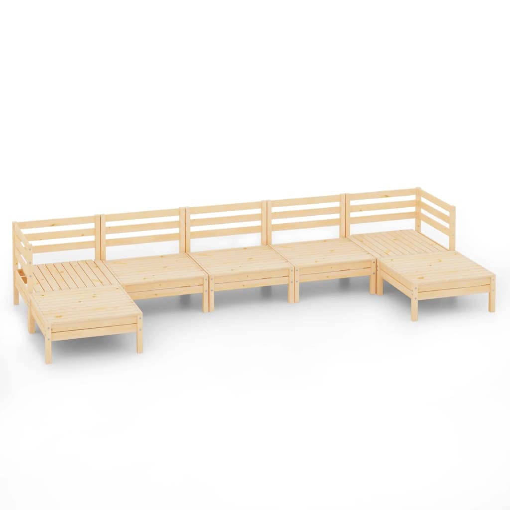 vidaXL 7-Piece Solid Pinewood Patio Lounge Set - Outdoor/Indoor Modular Sofa - Timeless Rustic Pallet Design - Weather-Resistant Garden Furniture