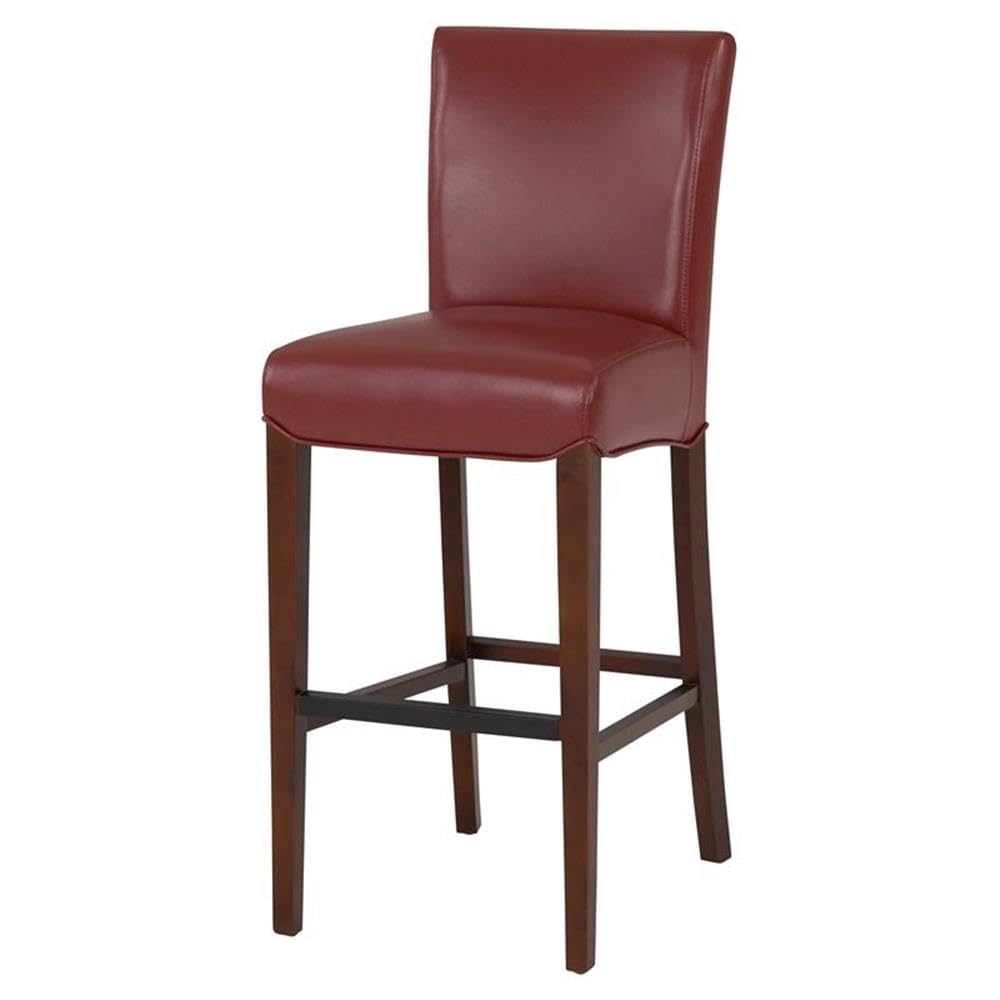 New Pacific Direct Milton Bonded Leather Counter Bar & Counter Stools, Dark Brick Red