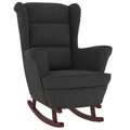 vidaXL Black Velvet Rocking Chair with Solid Rubberwood Legs - Comfortable Cushioned Seating for Living Room, Lounge, Bedroom