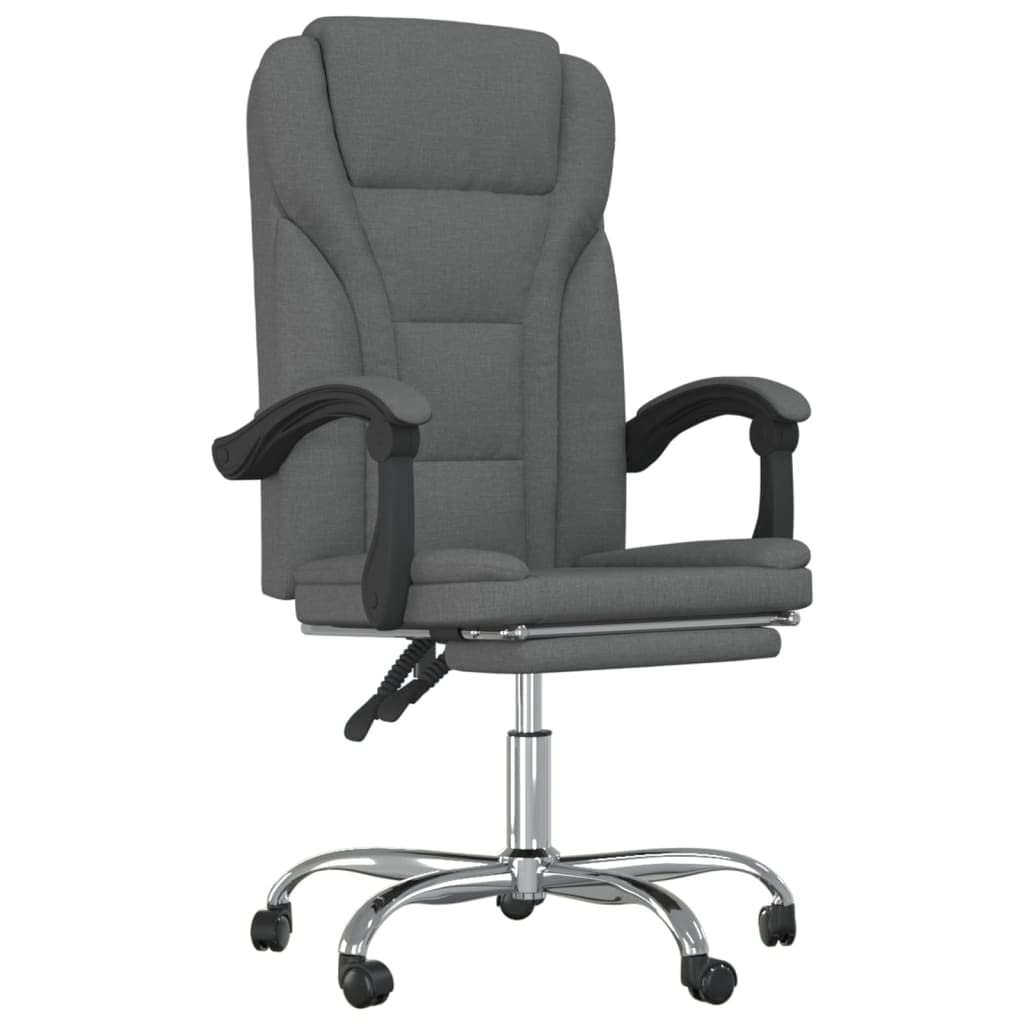 vidaXL Modern Reclining Office Chair with Adjustable Height and Backrest, Durable Fabric, 360-Degree Swivel Design, Dark Gray