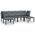 vidaXL 6-Piece Patio Lounge Set in Black PE Rattan and Powder-Coated Steel Frame with Dark Gray Cushions