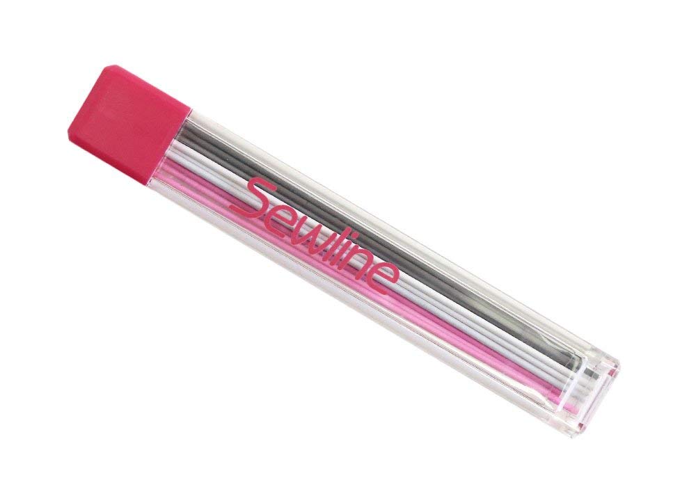 Sewline Mechanical Fabric Pencil Lead Refill, White, Black And Pink
