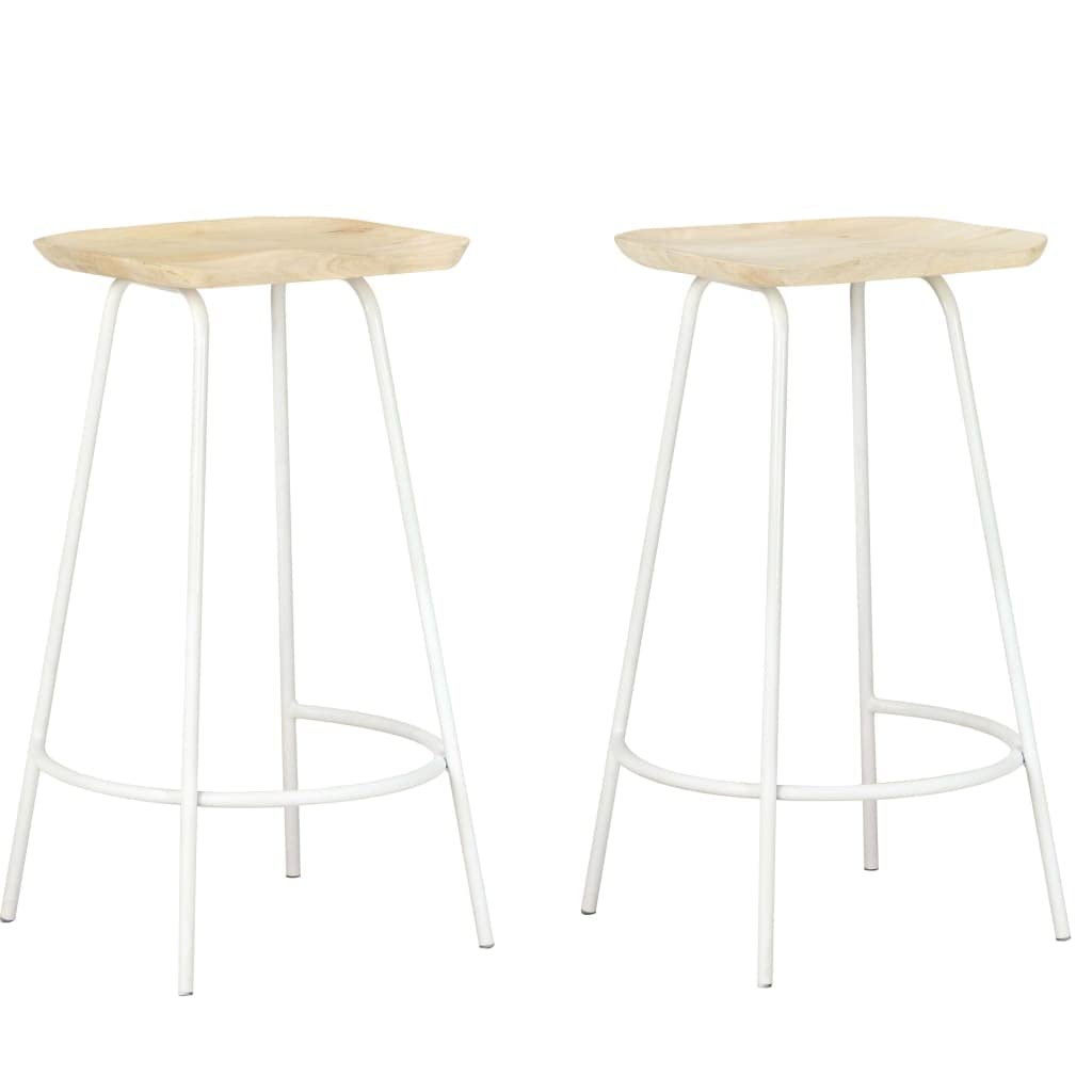 2 pcs Set of Solid Mango Wood Bar Stools - Thumbnail 2