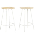 vidaXL - 2 pcs Set of Solid Mango Wood Bar Stools with Built-in Footrests and Attractive Bleached Finish, Ideal for Entertainment and Daily Use