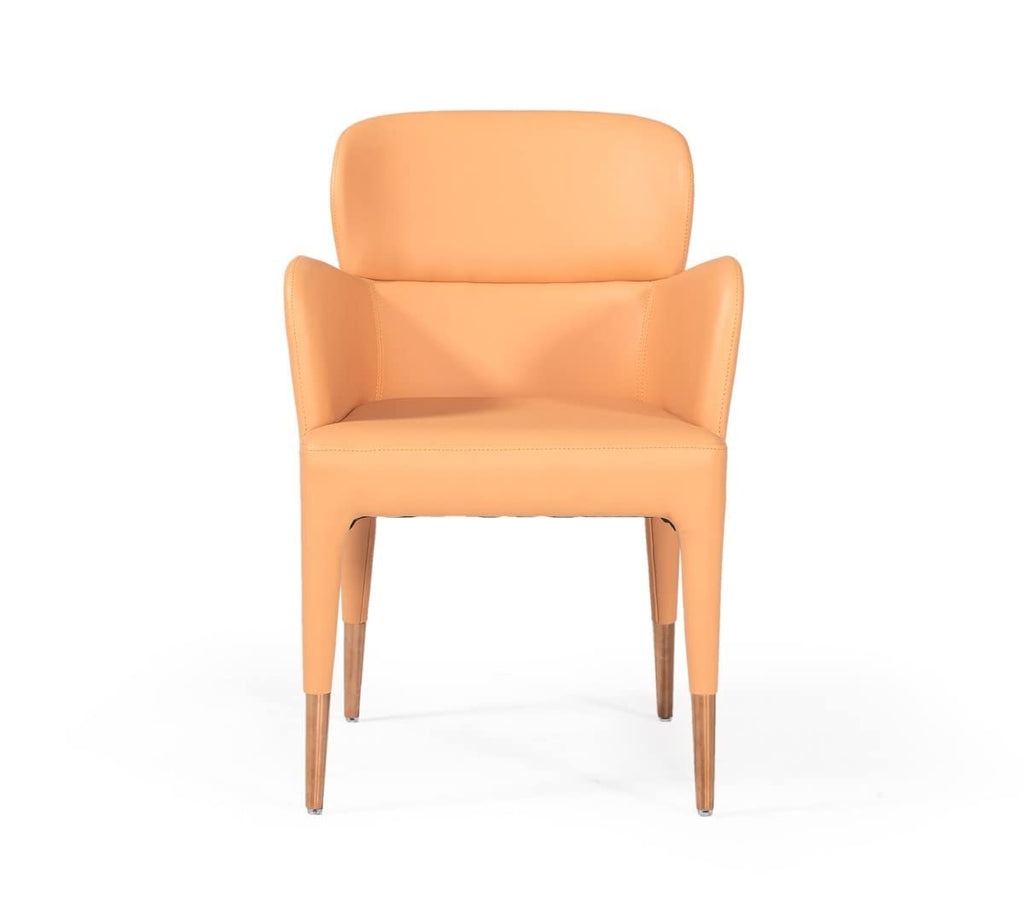 HomeRoots Orange Faux Leather, Metal Peach Rosegold Dining Chair