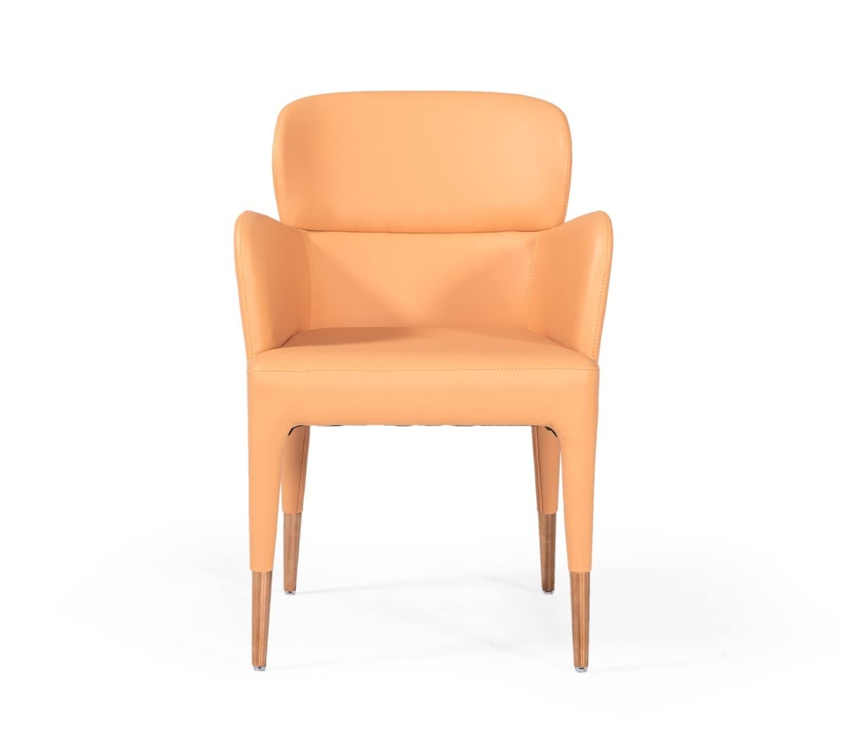 HomeRoots Orange Faux Leather, Metal Peach Rosegold Dining Chair