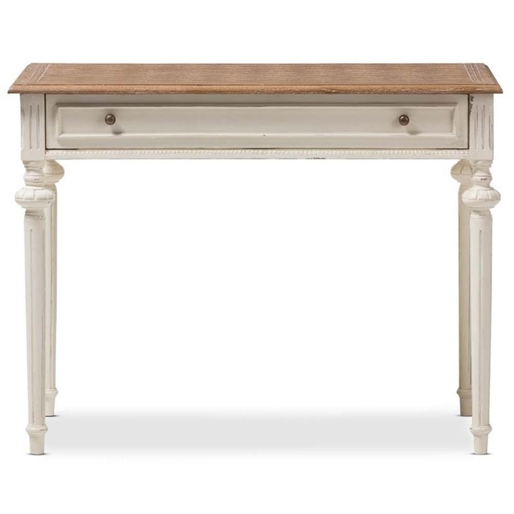 Baxton Studio Marquetterie French Provincial Weathered Oak and Whitewash Writing Desk