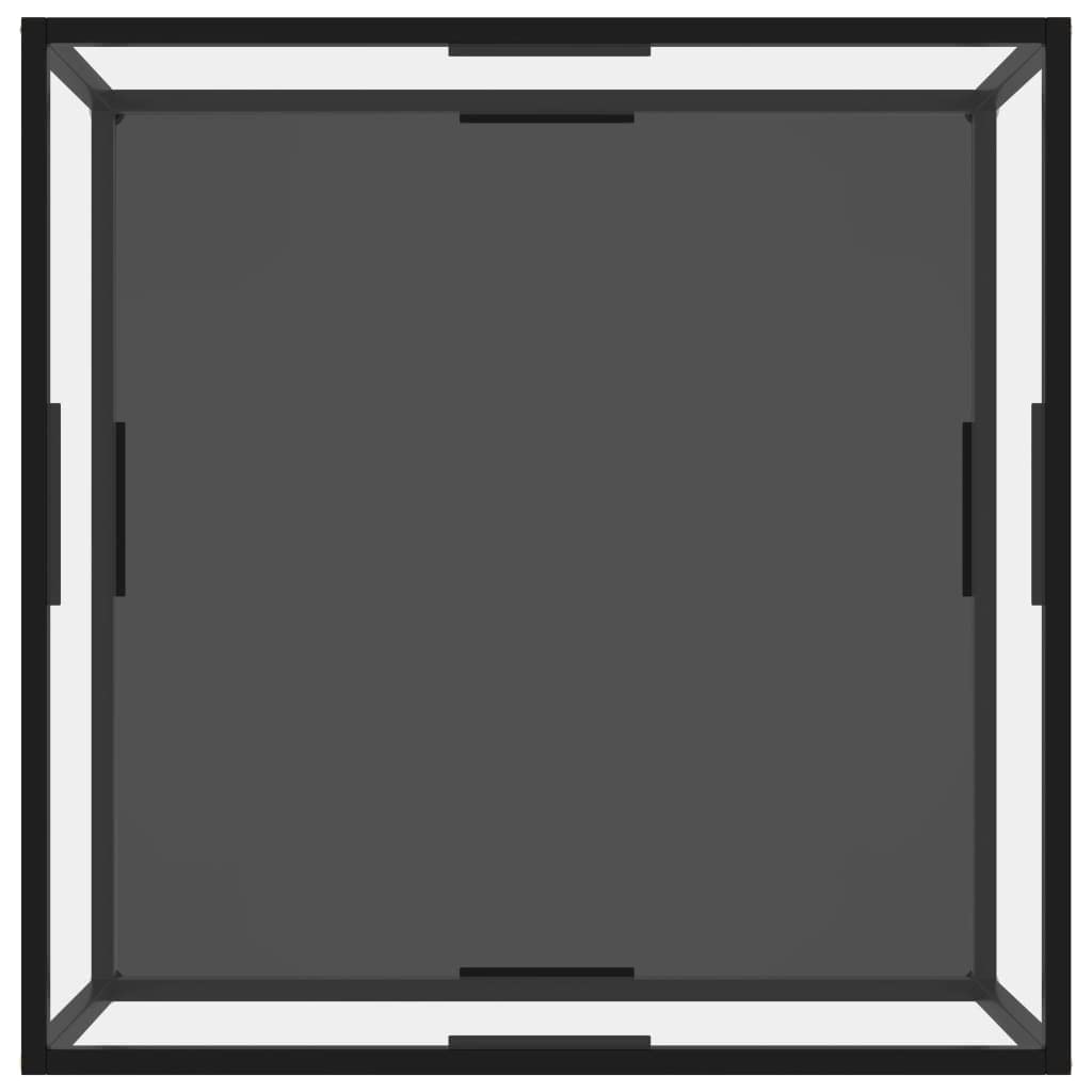 vidaXL Modern 2-Layer Coffee Table-Square Design-Transparent and Black-Tempered Glass and Powder-Coated Steel Construction-Practical Storage Shelf-31.5&quot;x31.5&quot;x13.8&quot;