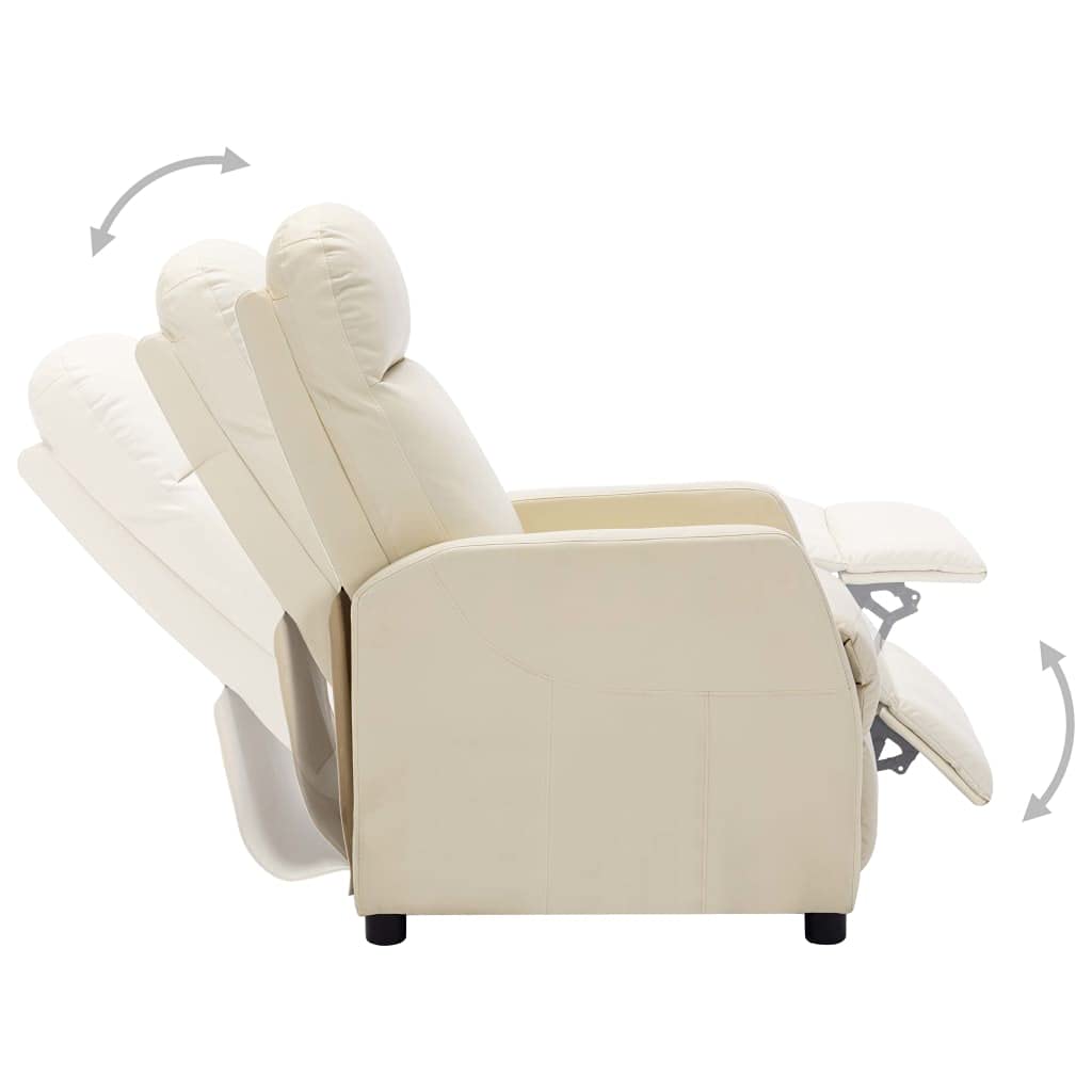 vidaXL Reclining Chair Cream White Faux Leather
