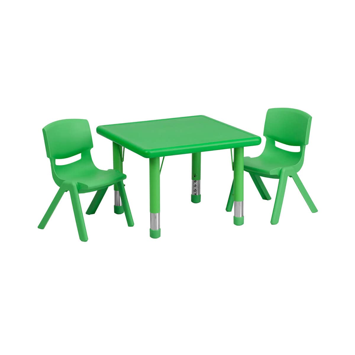 Flash Furniture Square Activity Table Set, 24"W x 24"D x 14.50" - 23.75"H, Green