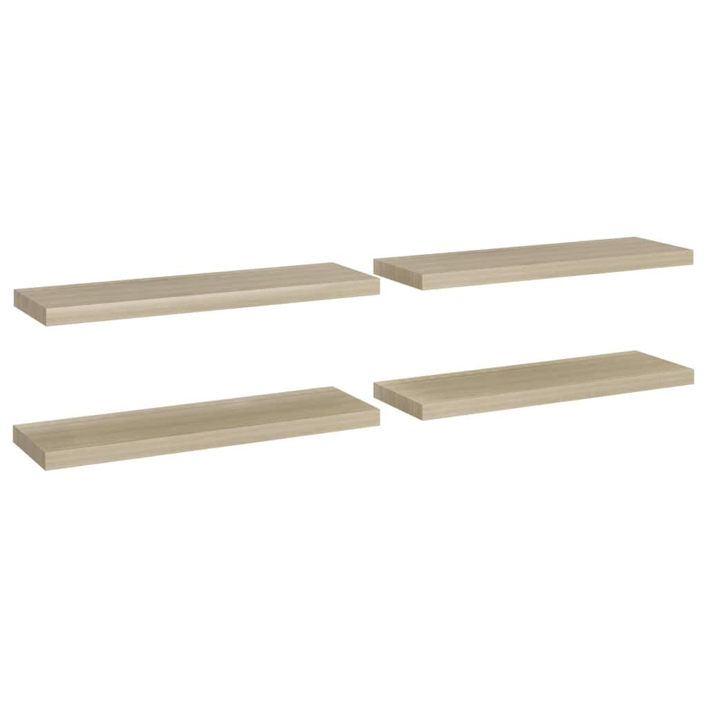 vidaXL Floating Wall Display Shelves- Set of 4, Modern Oak Finish, Easy to Install, Honeycomb MDF and Metal Frame, Suitable for Decor Display