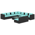 vidaXL Patio Lounge Set 10 Piece, Patio Furniture Set for Outdoor Garden, Sectional Sofa with Cushions, Corner Sofa, Black Poly Rattan