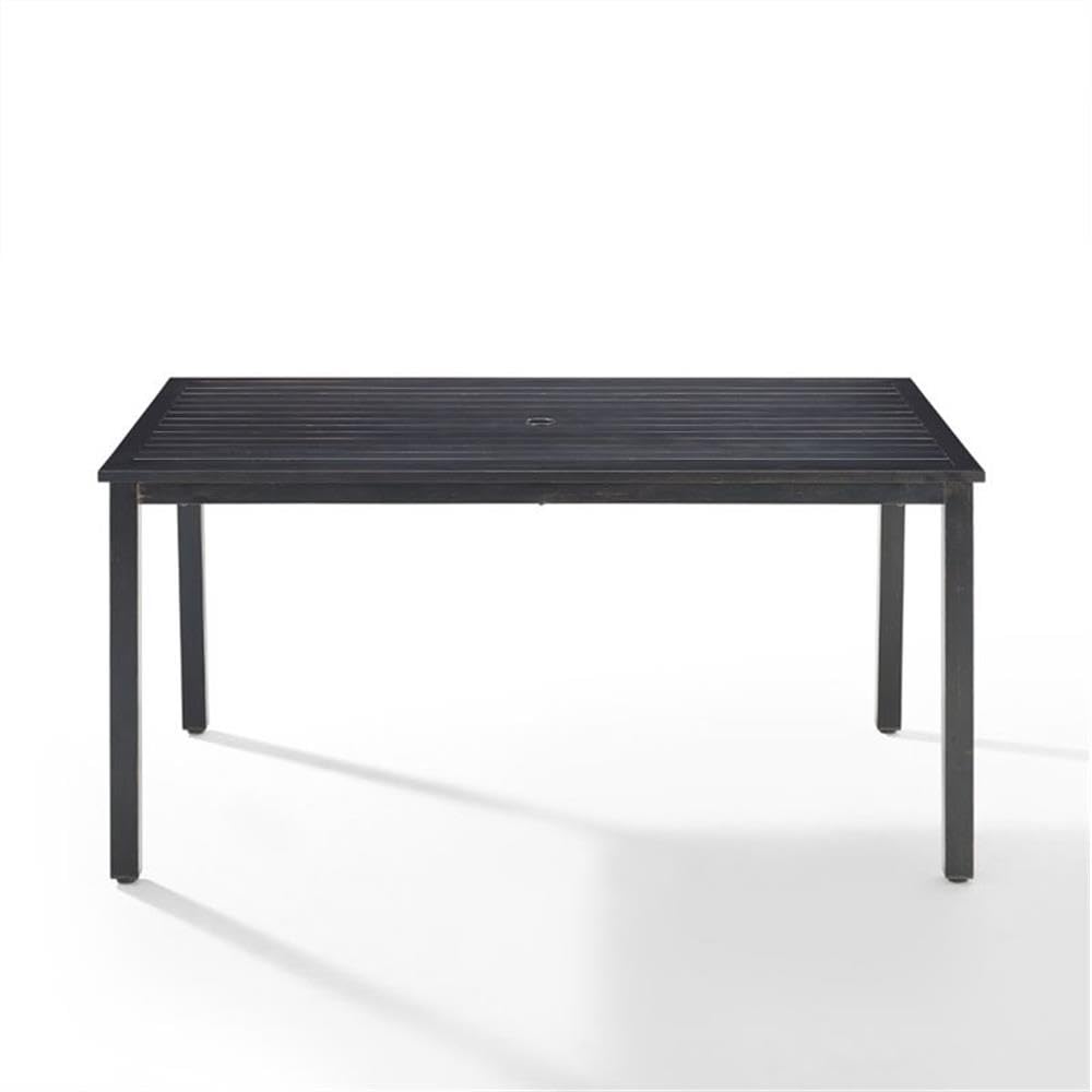 Crosley Furniture Kaplan 6-Person Rectangular Outdoor Dining Table With Umbrella Hole For Outside Patio, Oil-Rubbed Bronze