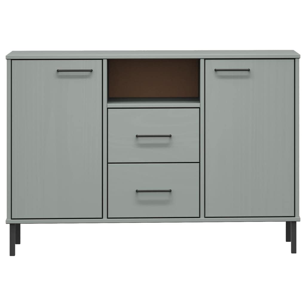 vidaXL Oslo Solid Pine Wood Sideboard in Grey with Metal Legs: Industrial Style, Ample Storage Space, Sturdy Construction