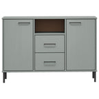 vidaXL Oslo Solid Pine Wood Sideboard in Grey with Metal Legs: Industrial Style, Ample Storage Space, Sturdy Construction