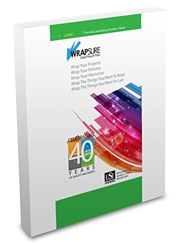 Usi Wrapsure Thermal (Hot) Laminating Pouches/Sheets, Letter Size, 3 Mil, 9 X 11 1/2 Inches, Clear Gloss, 100-Pack