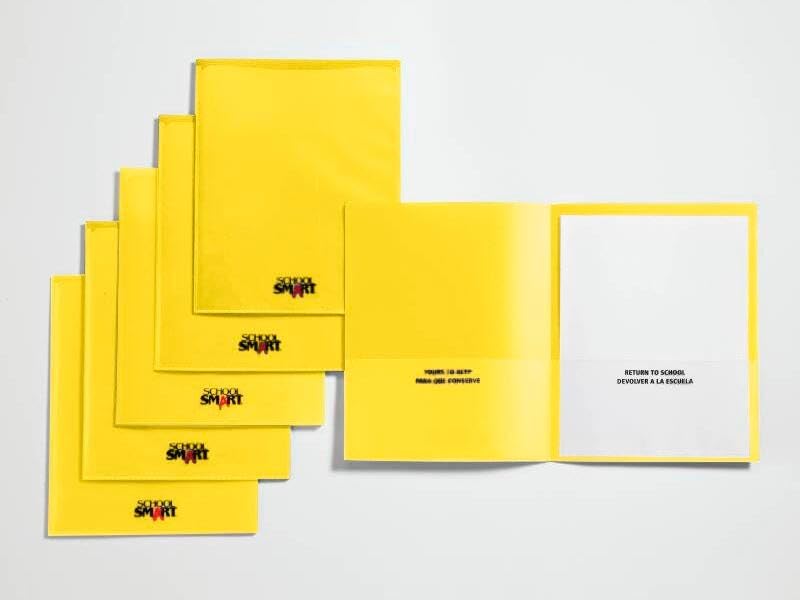 School Smart Take Home Heavy-Duty Folder, Yellow, Pack Of 24