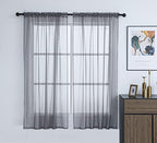 Pi Grey Sheer Curtains 63 Inches Length,Extra Light Voile Window Draperies For Living Room/Bedroom 2 Panels (Dark Grey,W42Xl63)