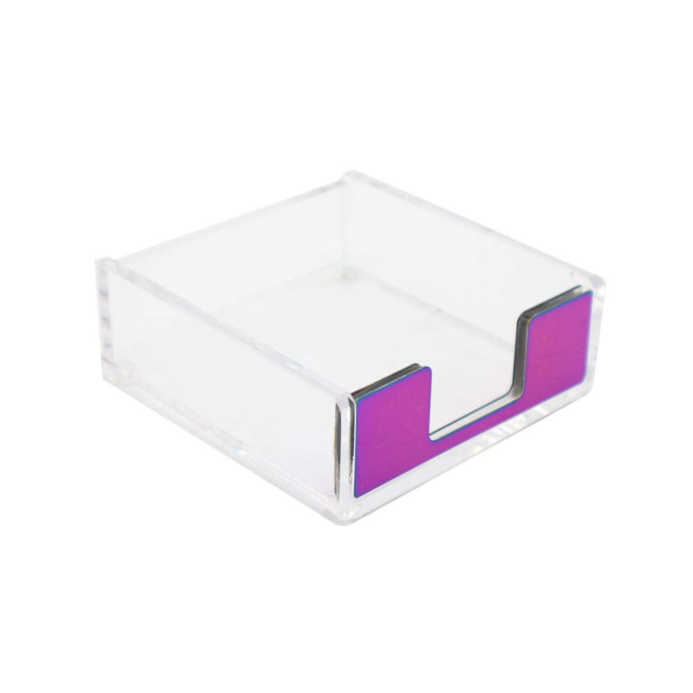 Clear Acrylic Rainbow Self-Stick Note Pad Holders Colorful Sticky Memo Note Cube Holder Dispenser 3.5X3.3 Inch For Office Home S
