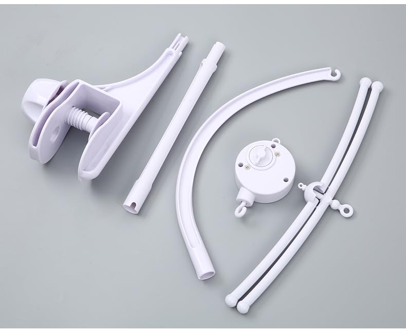 26Inch White Baby Crib Mobile Music Box Bed Bell Toy Holder Arm Bracket Nut Screw Music Box Holder Set Parts For Baby Bed Peramb
