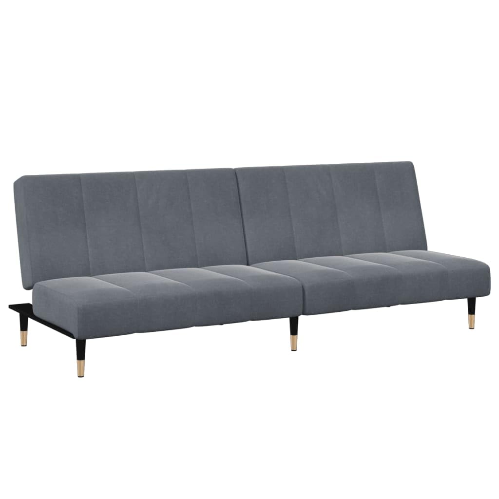 vidaXL 2 Seater Sofa Bed with Footstool Dark Grey Velvet