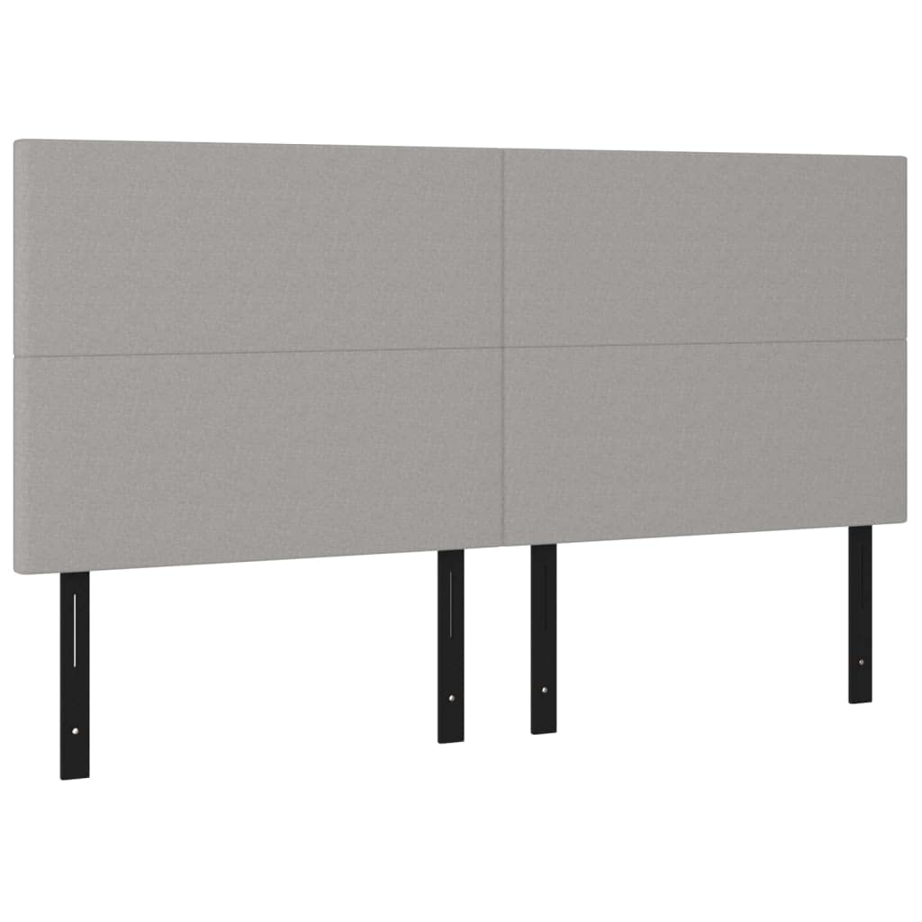Vidaxl 4 Pcs Fabric Headboards, Light Gray, Engineered Wood & Solid Larch Wood, Foam-Filled, Classic Design For Bedroom Decor, 78.7"X2"X46.5"/50.4"