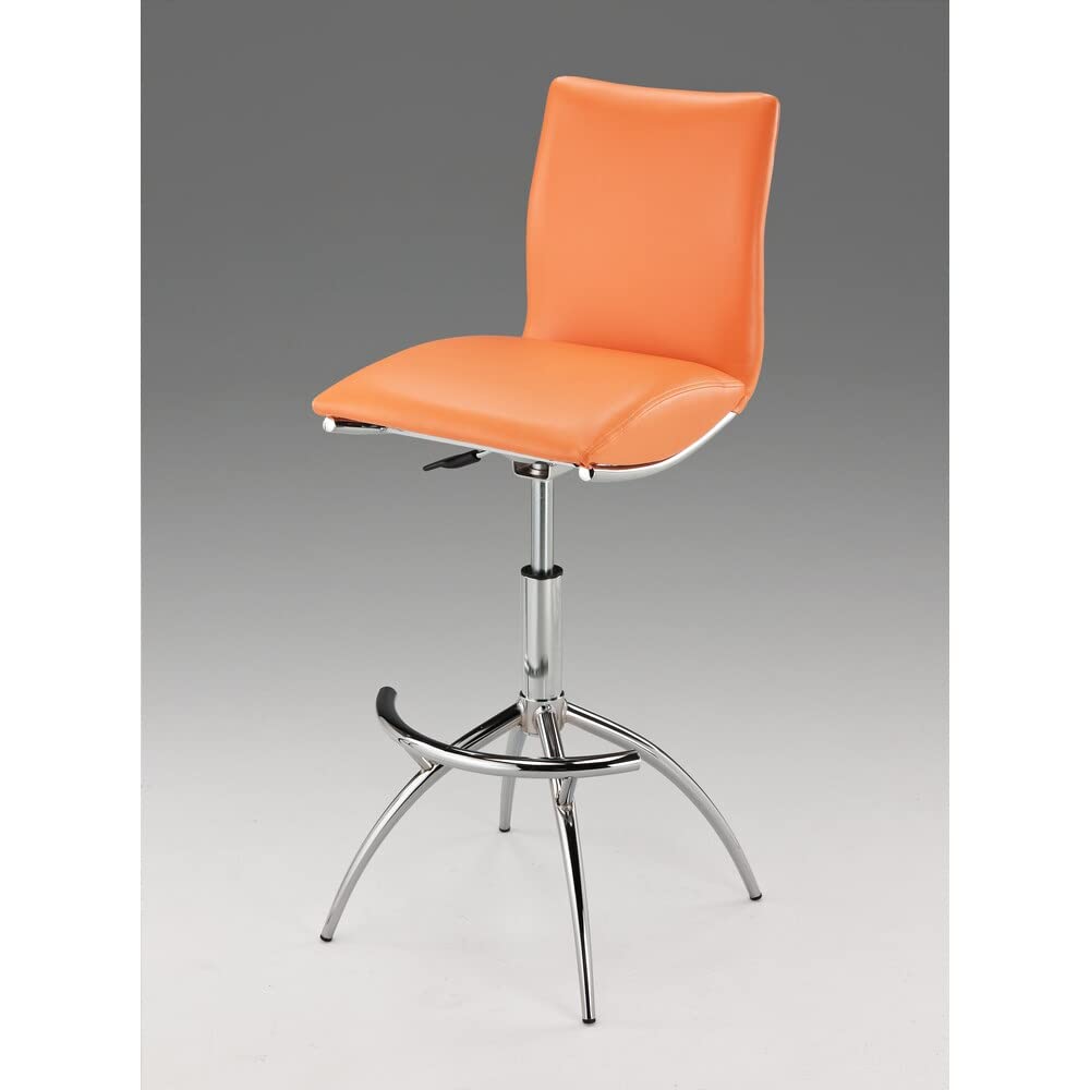 Creative Images Adjustable Swivel Faux Leather Barstool (Set of 2) Orange Poly Synthetic Fiber,Faux Leather