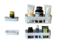 Vruta Medium Size Combo Plastic Strong Adhesive Bathroom and Kitchen Self Adhesive Wall Mounted Soap Stand and Bathroom Shelves,