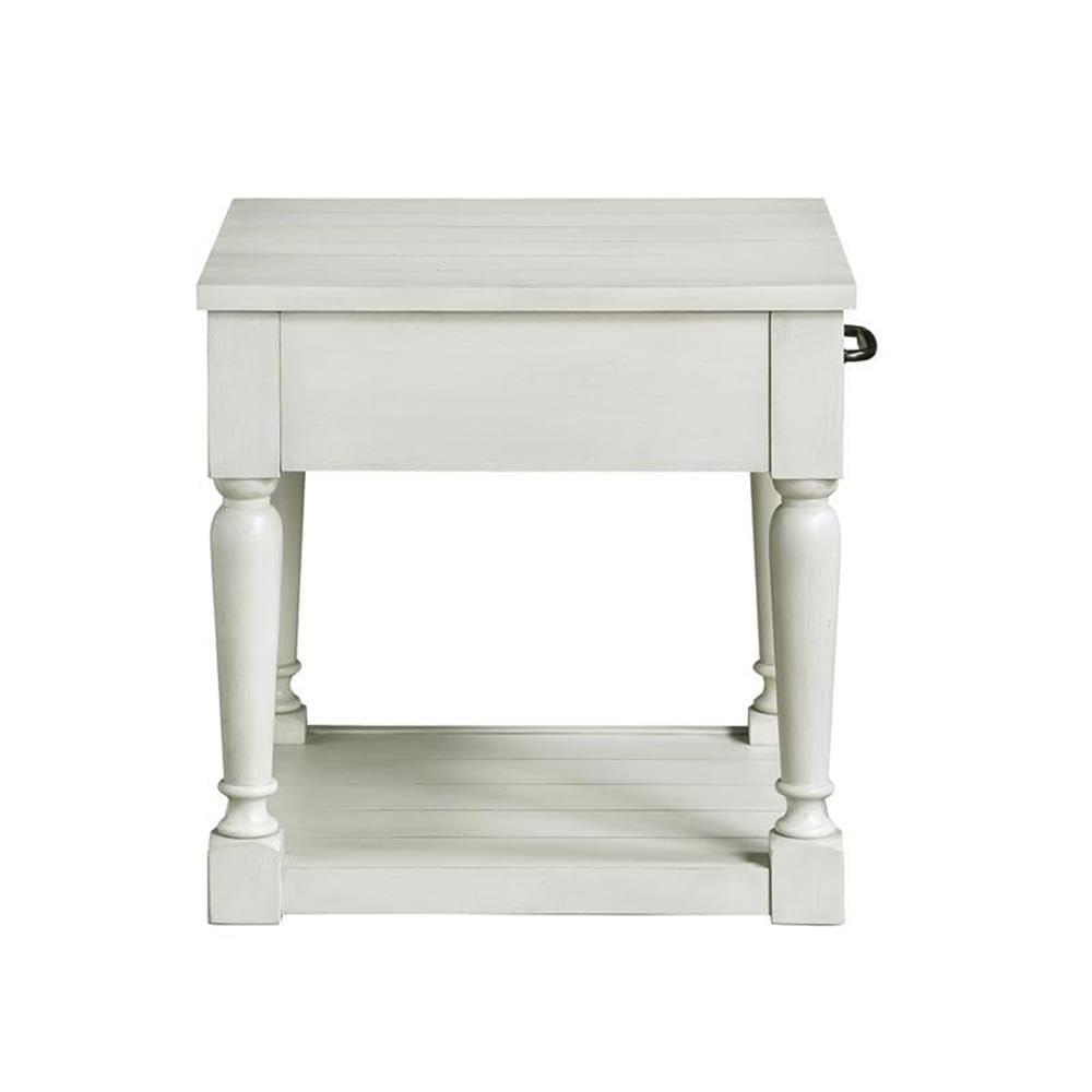 Steve Silver Hemingway Cottage Styling, Alabaster Finish, Convenient Storage, Classic Design End Table, 24 x 22 x 24.5