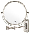 ALHAKIN Wall Mounted Makeup Mirror, 1X/5X Magnifying Mirror Double Sided, 8 Inch Extendable Bathroom Mirror for Shaving, Nickel