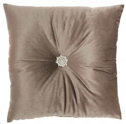 HomeRoots Multicolor Polyester Light Brown Center Beaded Tuft Throw Pillow