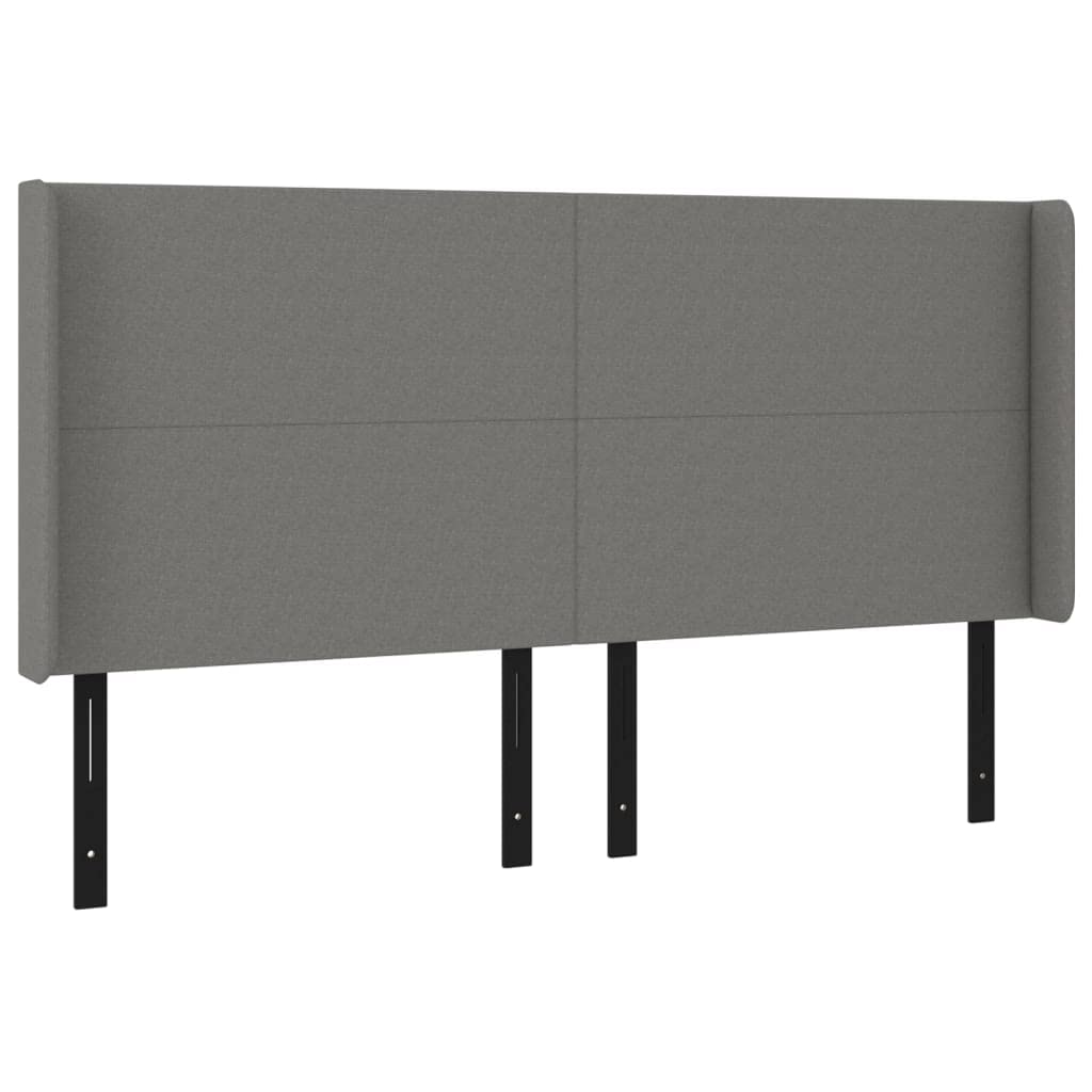 Vidaxl Fabric Led Headboard, Dark Gray, Solid Wood Construction, Classic Design, Suitable For Any Bedroom, Size: 64.2"X6.3"X46.5"/50.4"