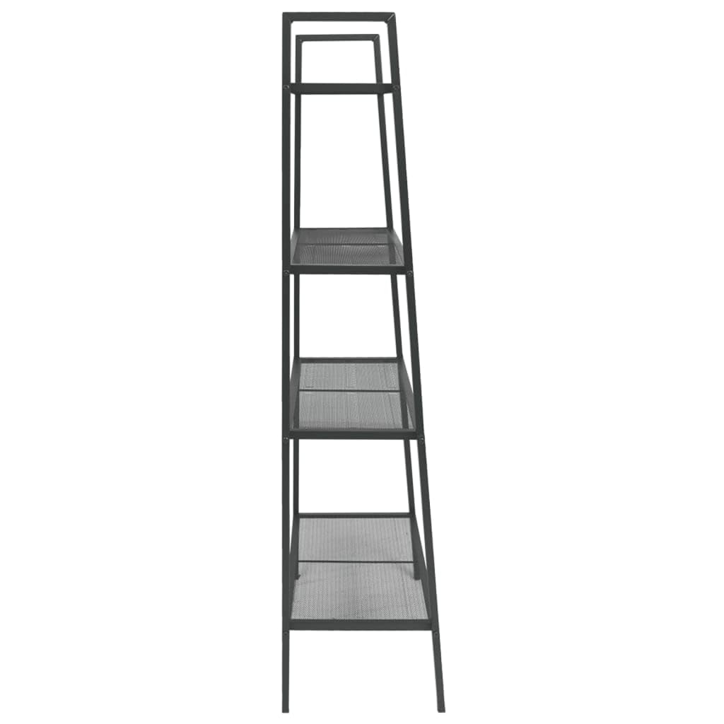 vidaXL Freestanding Ladder Bookcase with 4 Mesh Metal Shelves, Anthracite - Compact, Easy to Maintain, Suitable for Office, Bathroom or Living Room
