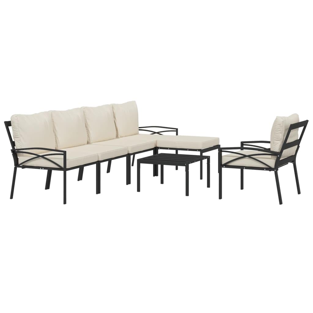vidaXL 7 Piece Patio Lounge Set with Sand Cushions Steel