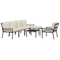 vidaXL 7 Piece Patio Lounge Set with Sand Cushions Steel